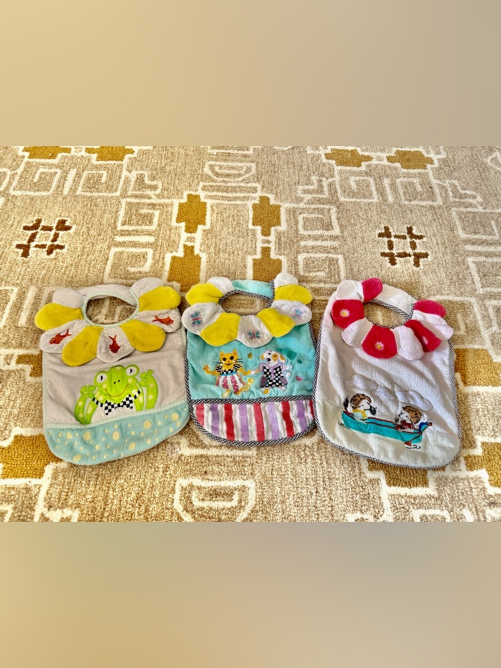 MacKenzie-Childs Multi-Bib Set with Yellow, Pink and Blue Accents